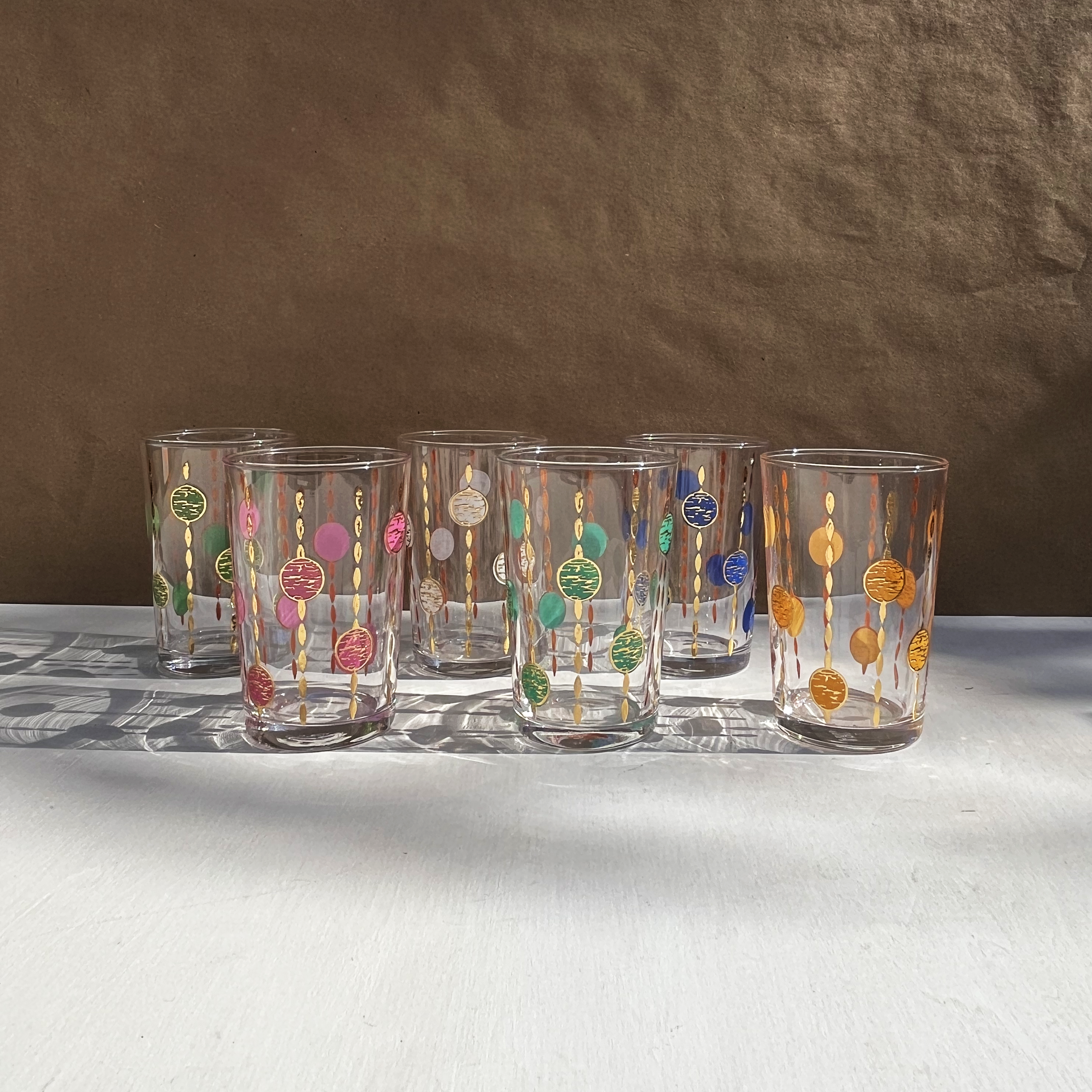 Moroccan Hand Painted Joya Tea Glass, Set of 6