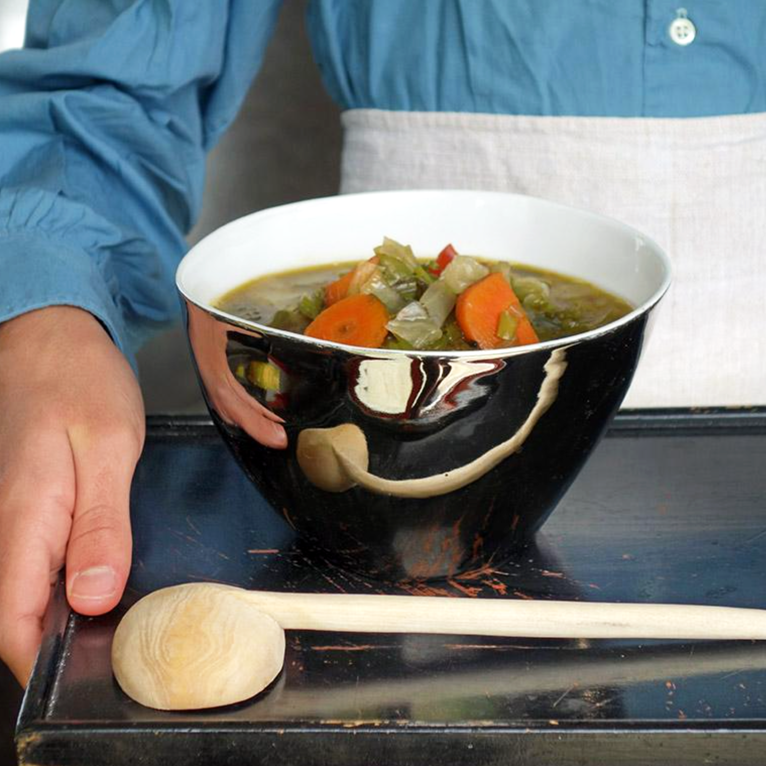 Large Bowl, Platinum & Porcelain