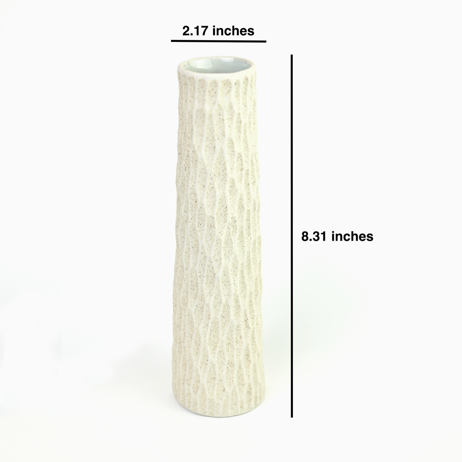 Handmade Long Coral Bud Vase, White Coral