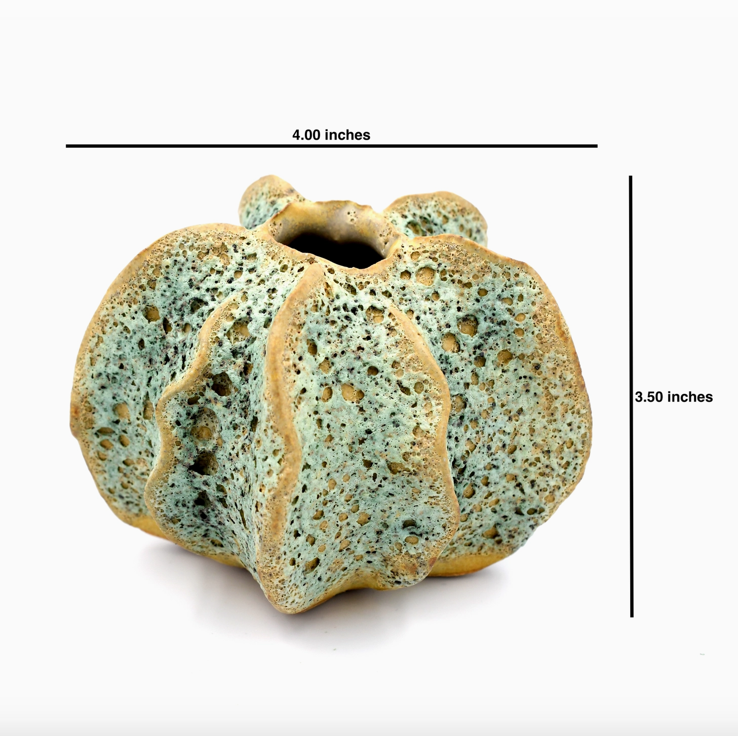 Handmade Loofah Round Vase, Green