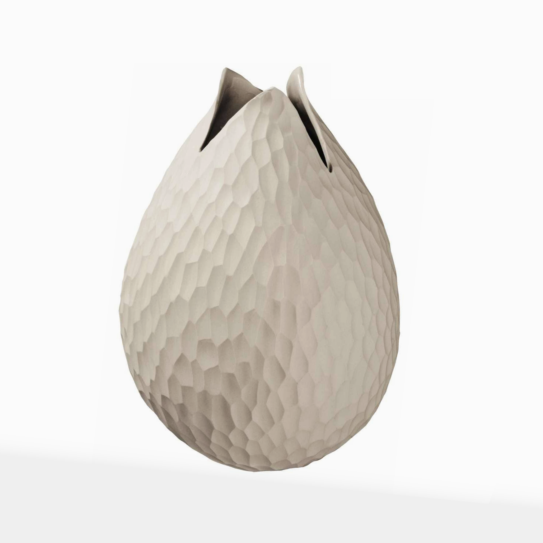 Carved Lotus Oval Vase