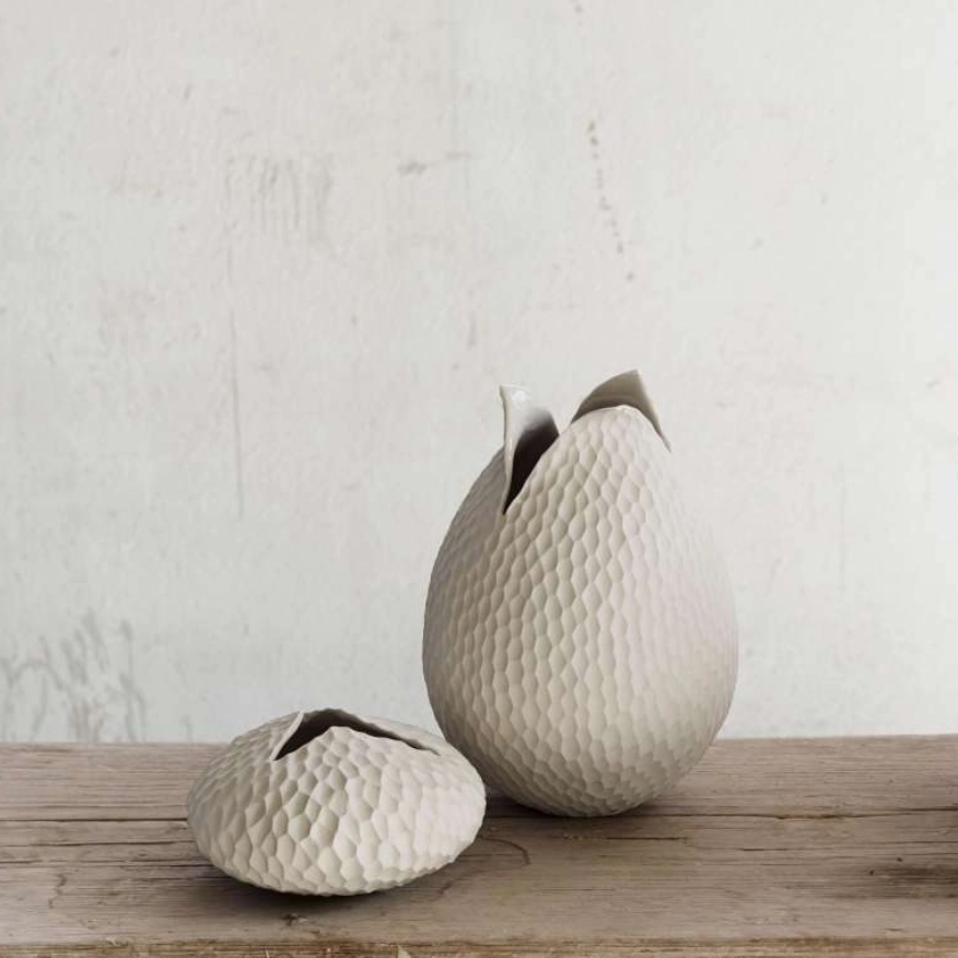 Carved Lotus Oval Vase