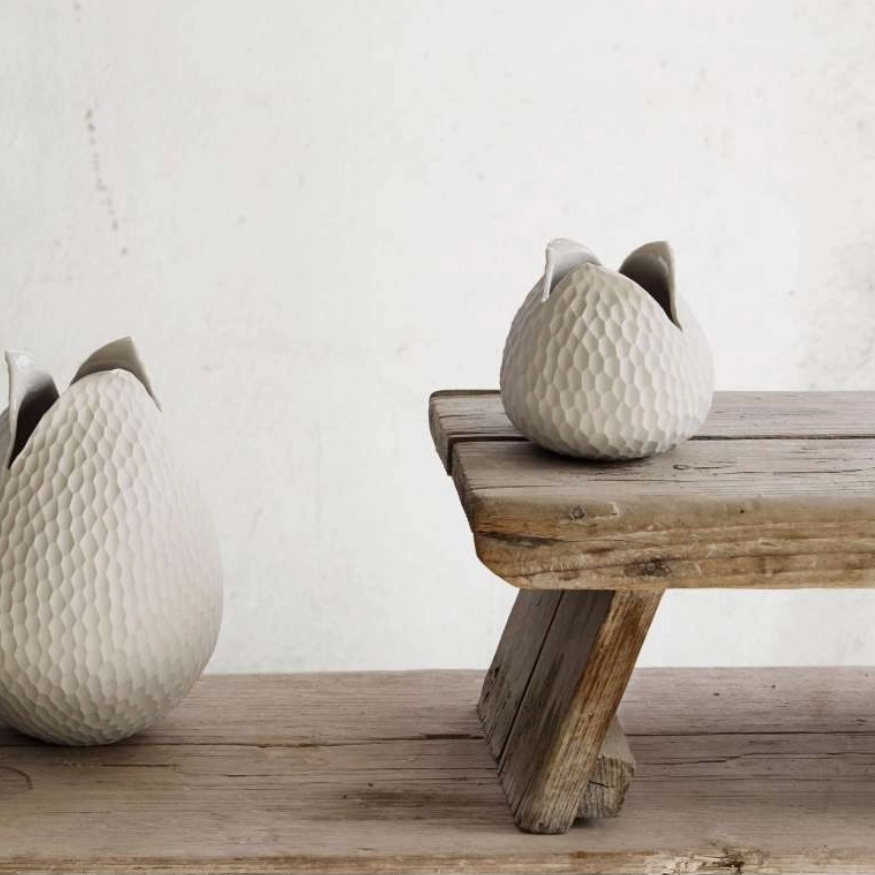 Carved Lotus Small Round Vase