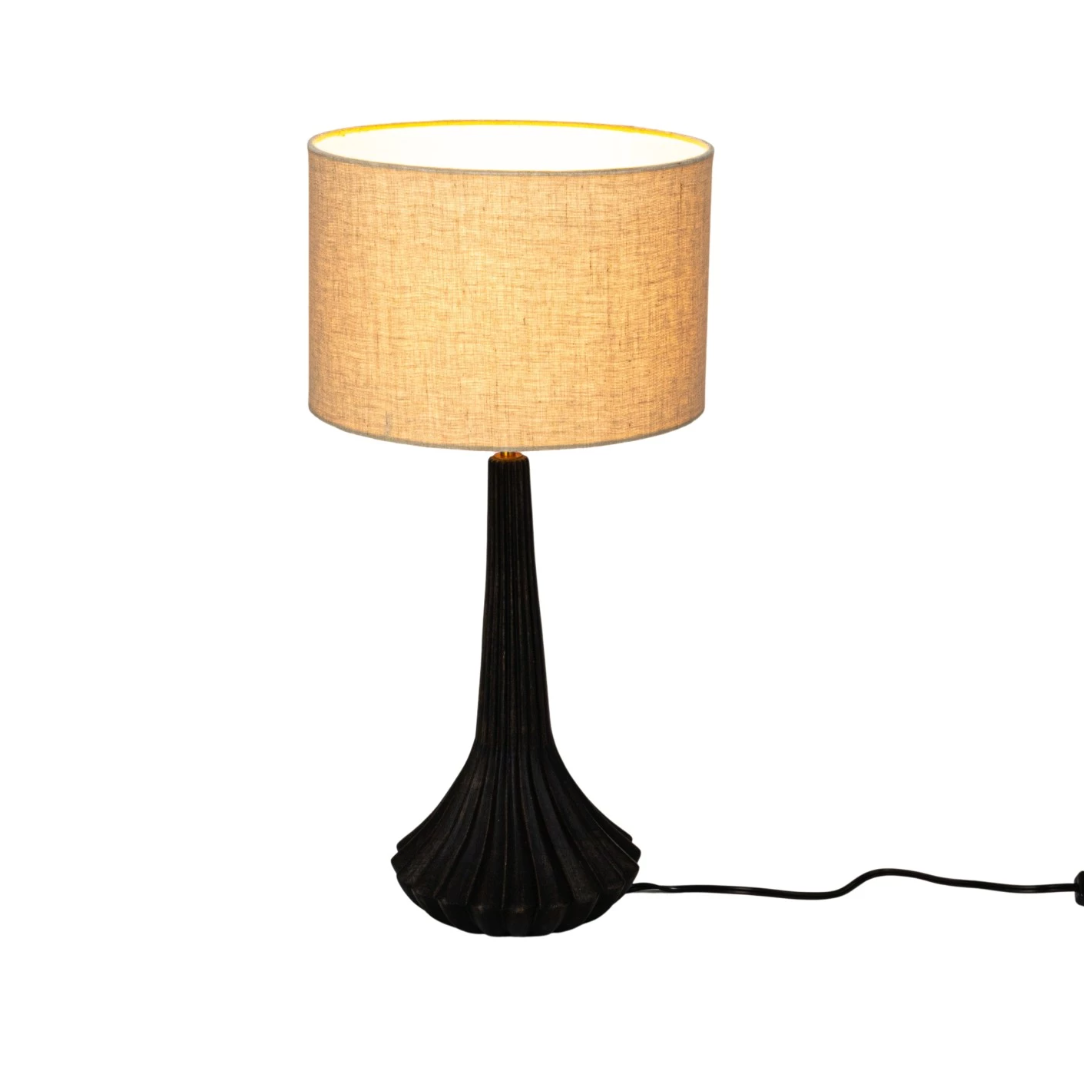 Mango Wood Pleated Table Lamp