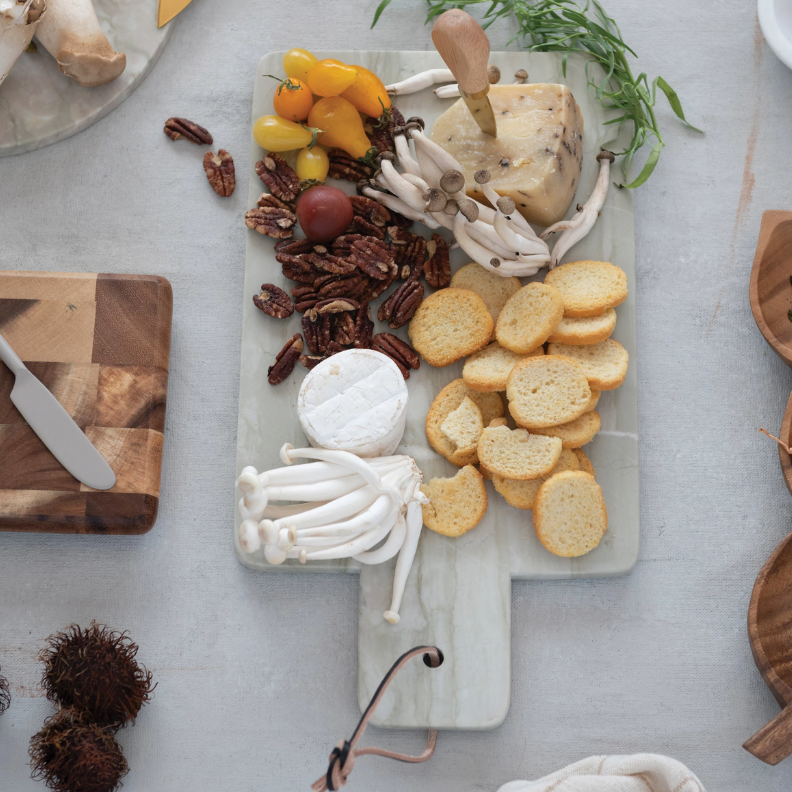 Marble Cheese Board with Leather Tie