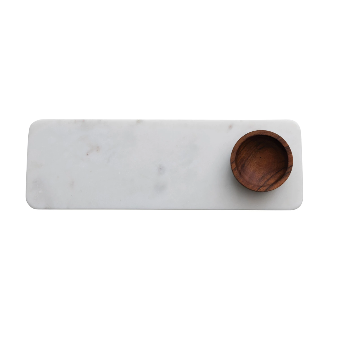 Marble Board with Acacia Wood Bowl, Set of 2