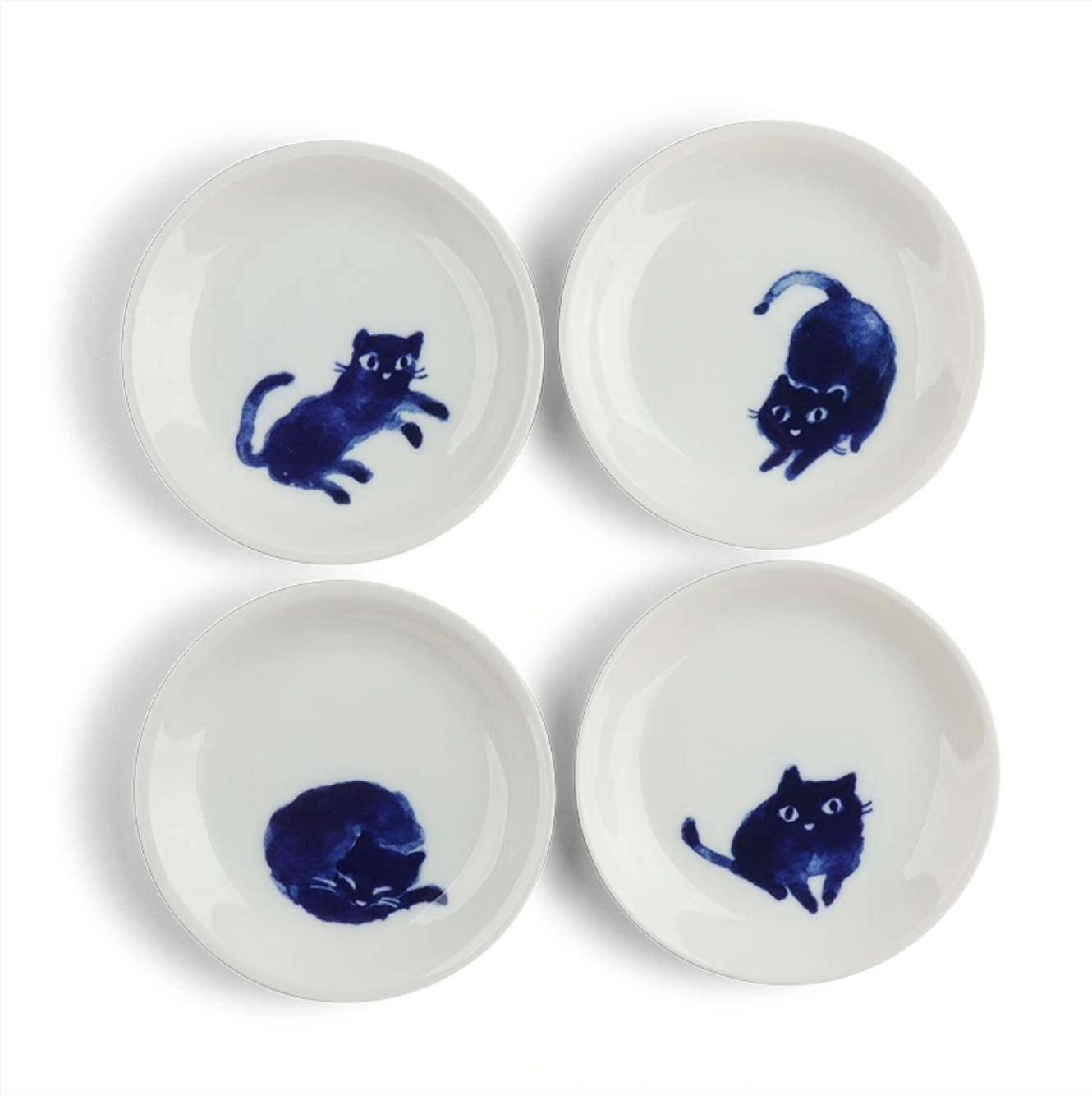 Midnight Cat Sauce Plates, Set of 4