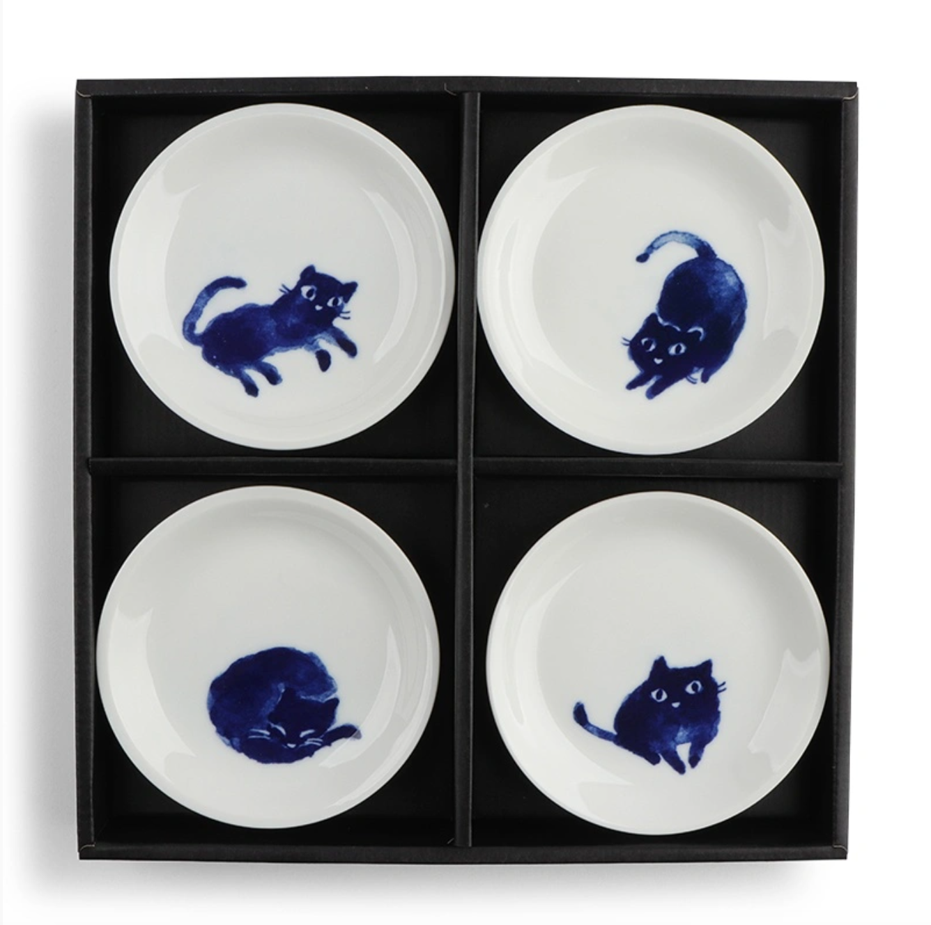 Midnight Cat Sauce Plates, Set of 4