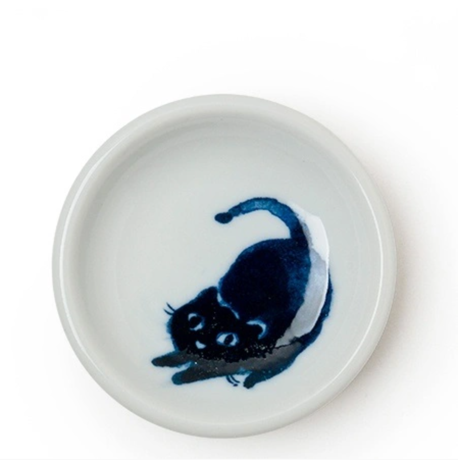 Midnight Cat Sauce Plates, Set of 4