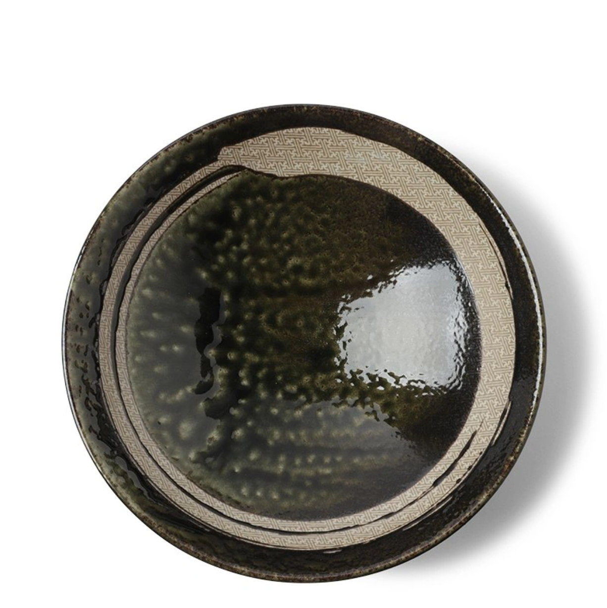 Moss Green Swirl Serving Bowl