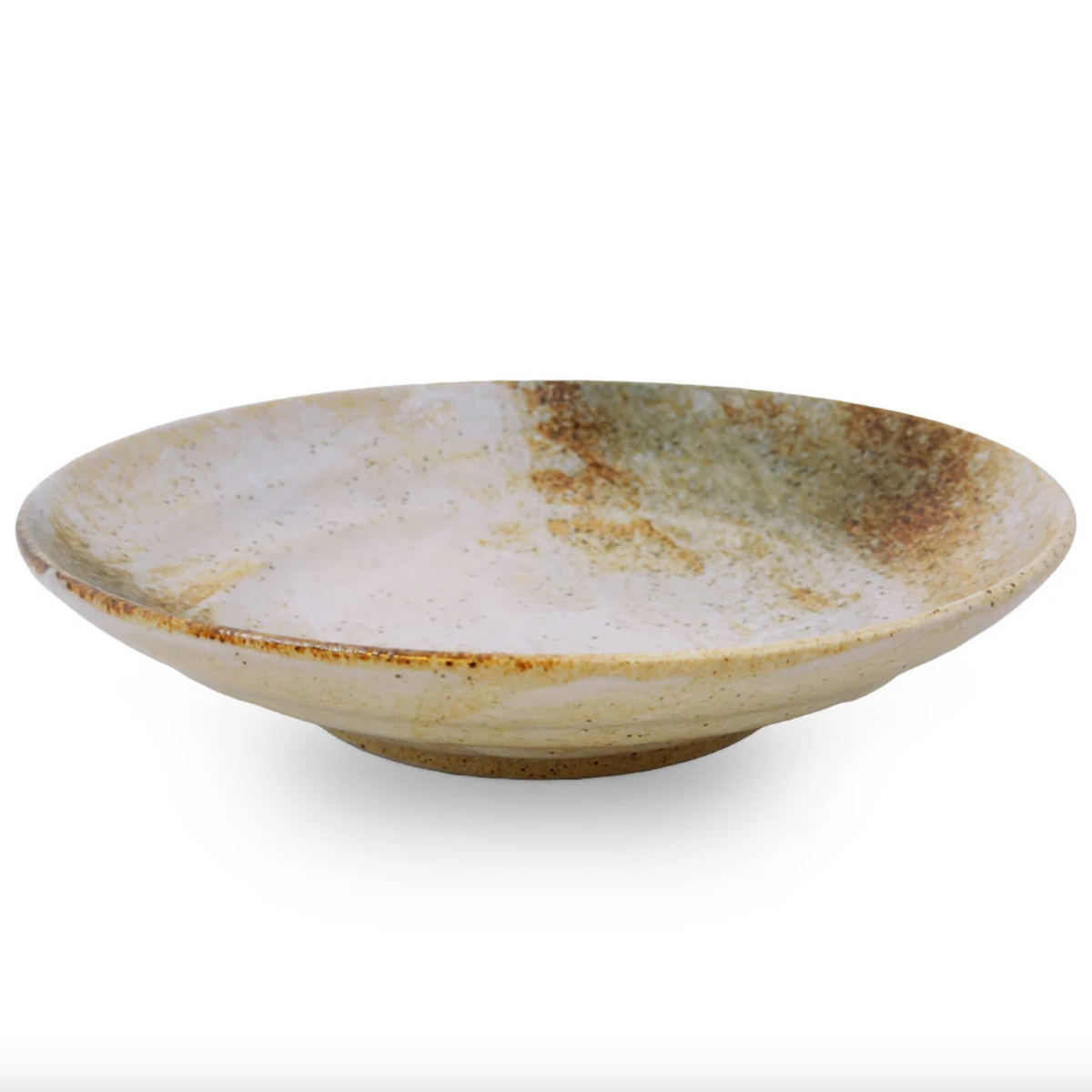 Moss White Shallow Footed Serving Bowl