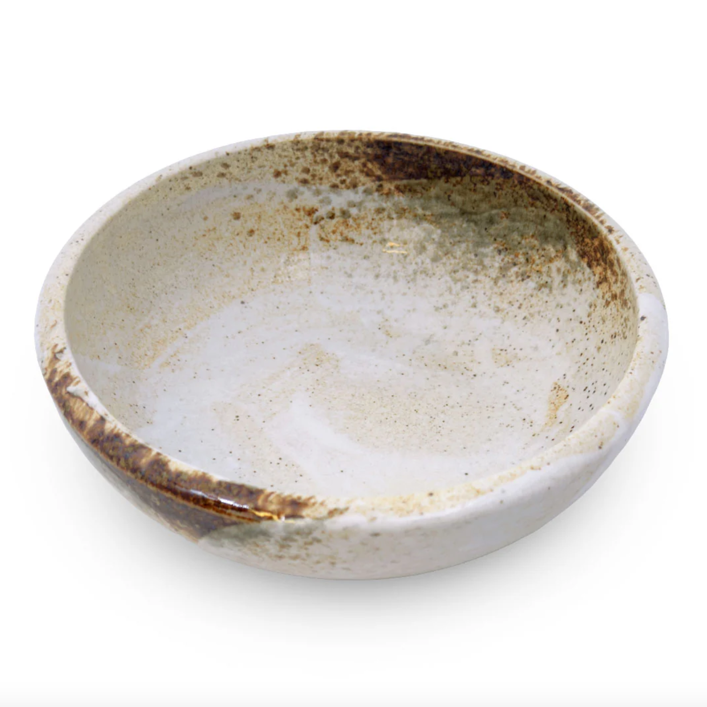 Moss White Shallow Serving Bowl