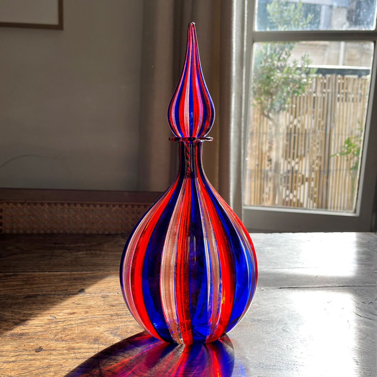 Mid-Century Murano Glass Decanter w/ Flame Stopper