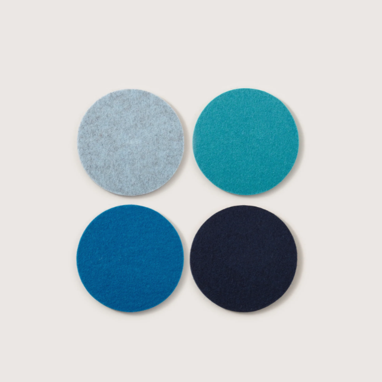 Merino Wool Felt Coasters, Set of 4, Round