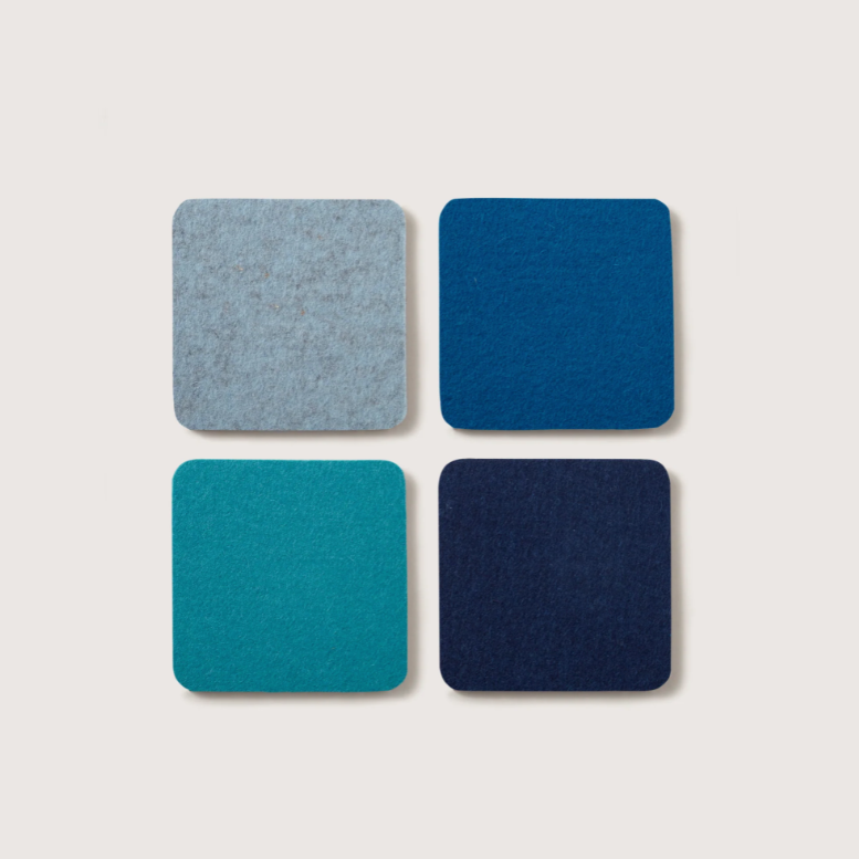 Merino Wool Felt Coasters, Set of 4, Square