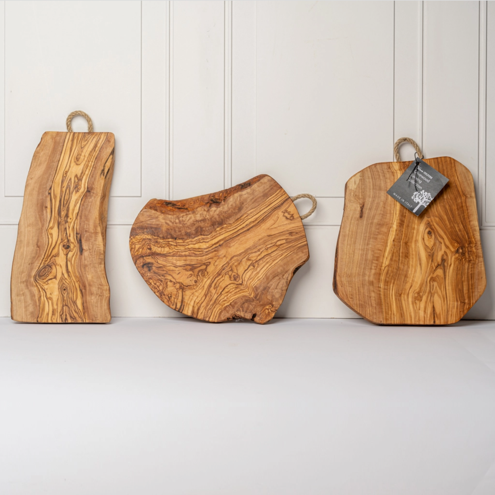 Italian Olive Wood Board with Rope Handle