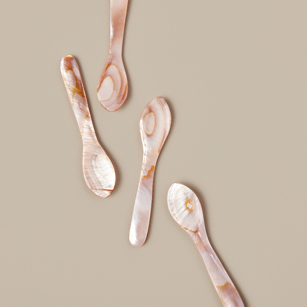Pink Mother of Pearl Spoons, Large Set of 4