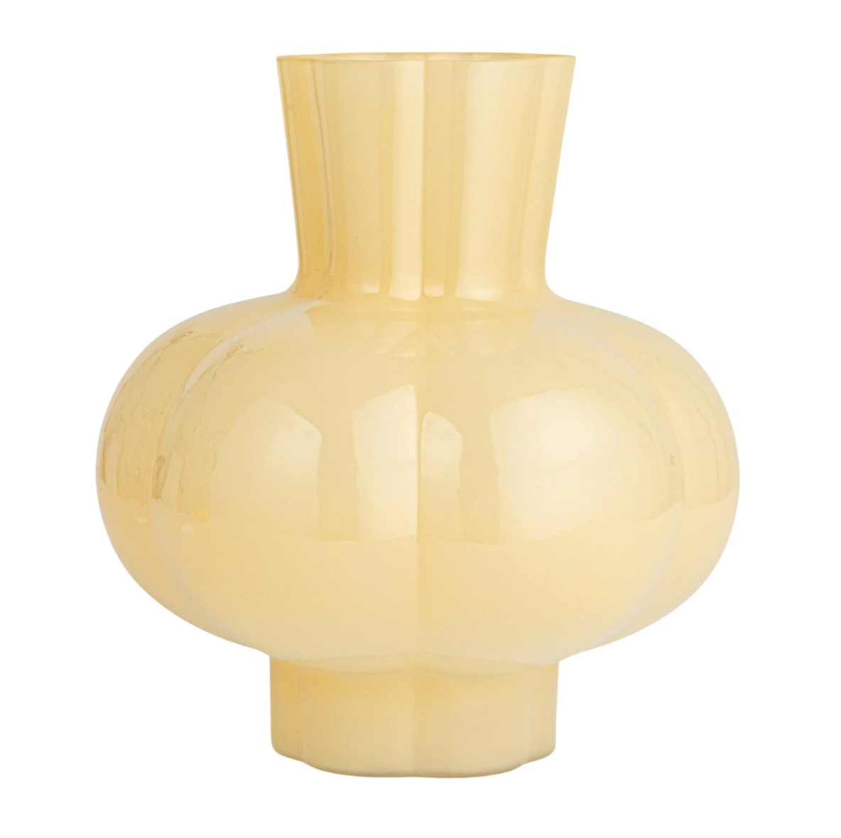Pleated Yellow Glass Vase
