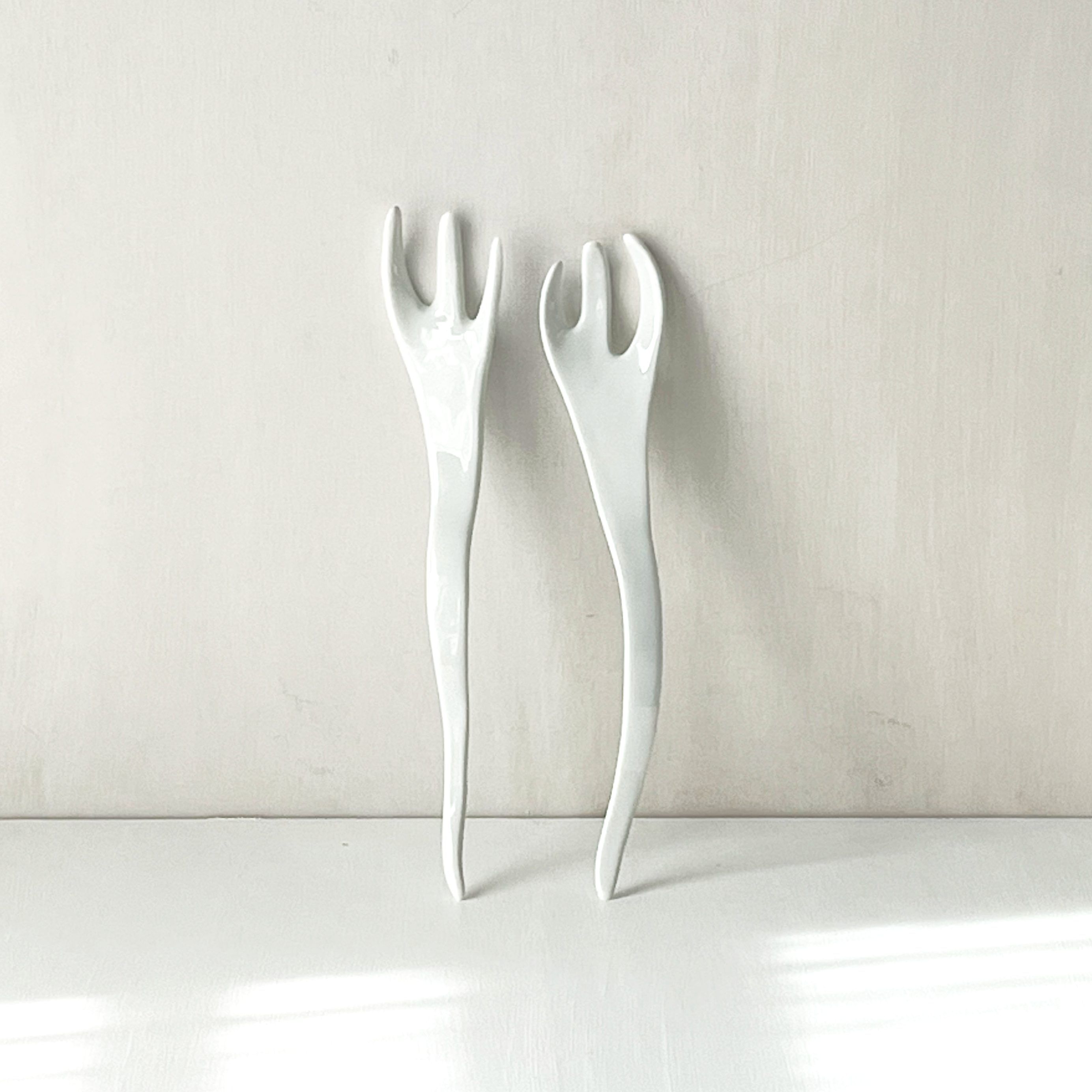 Porcelain Salad Forks, Set of 2