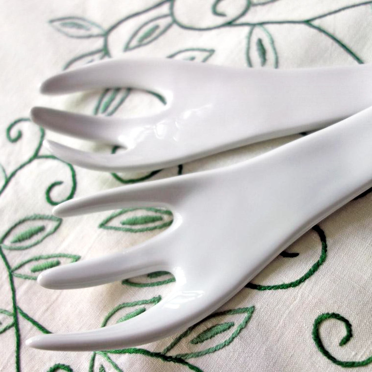 Porcelain Salad Forks, Set of 2