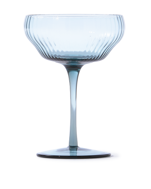 Ribbed Champagne Coupe, Blue