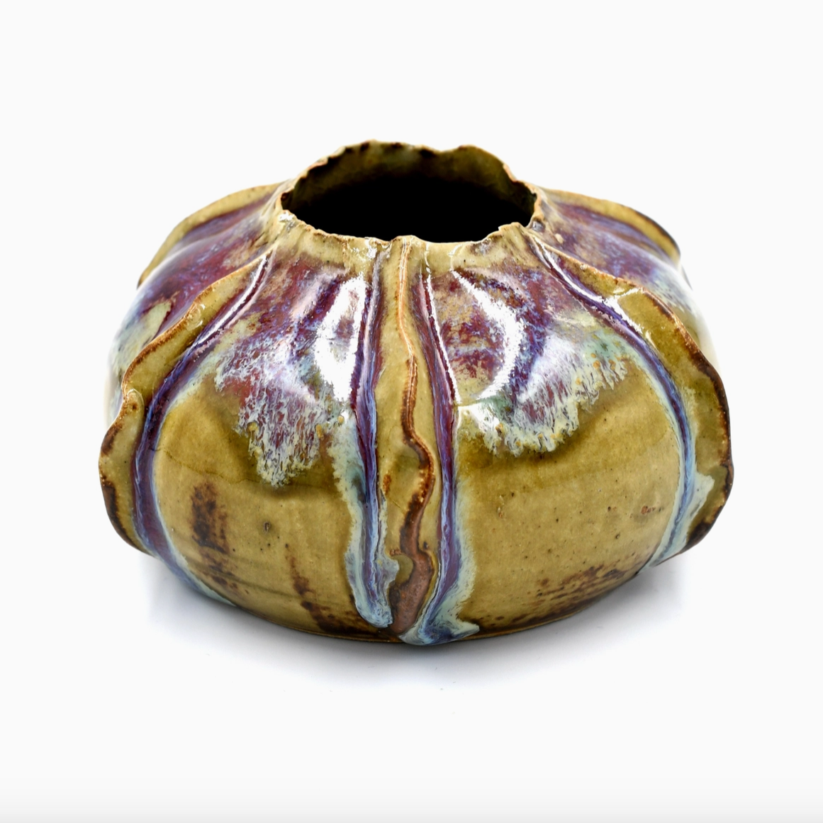 Handmade Loofah Wide Vase, Purple