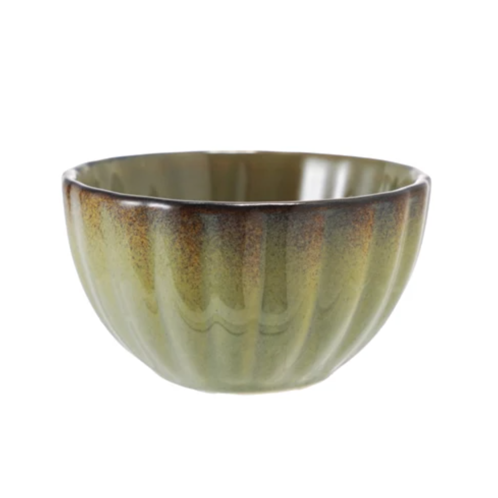 Ribbed Stoneware Sauce Bowls, Sage Green