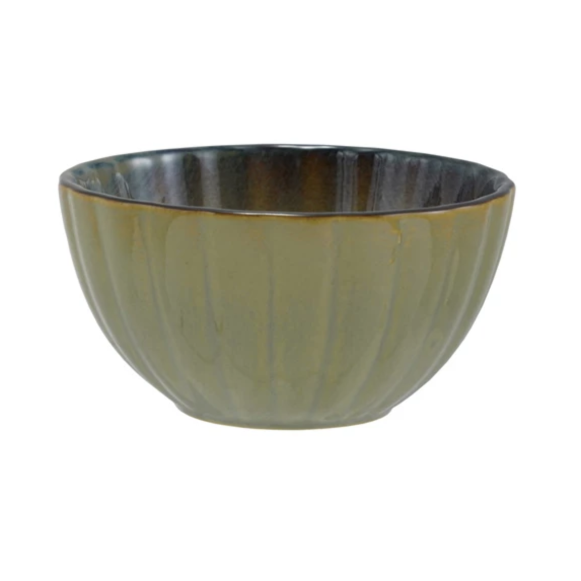 Ribbed Stoneware Sauce Bowls, Sage Green