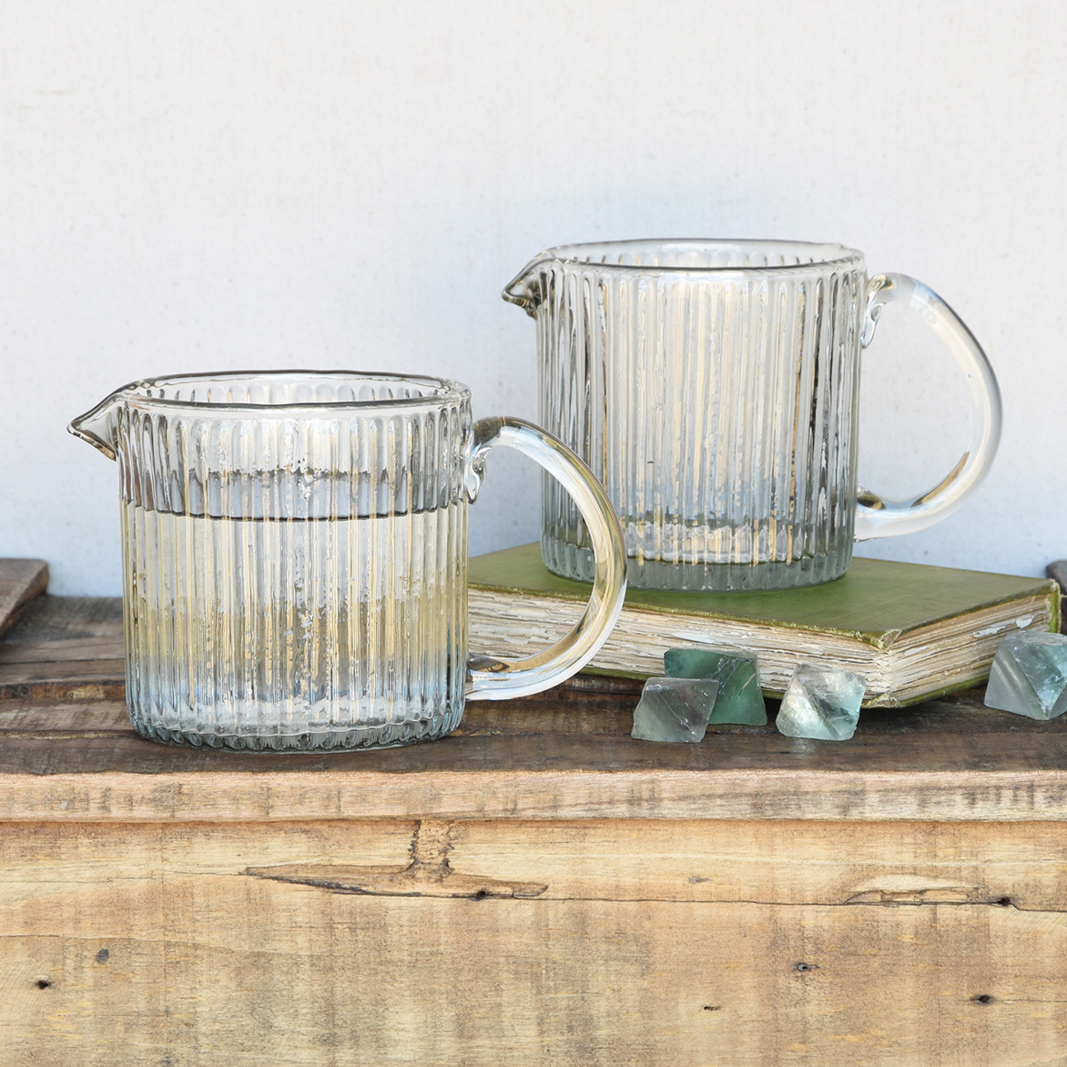 Ribbed Glass Pitcher