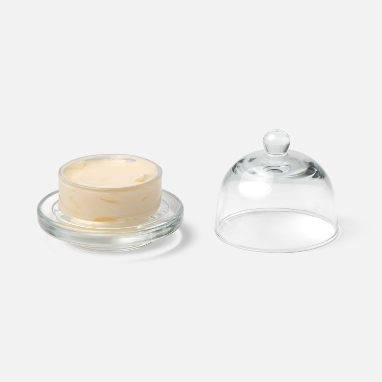 Round Glass Butter Dish