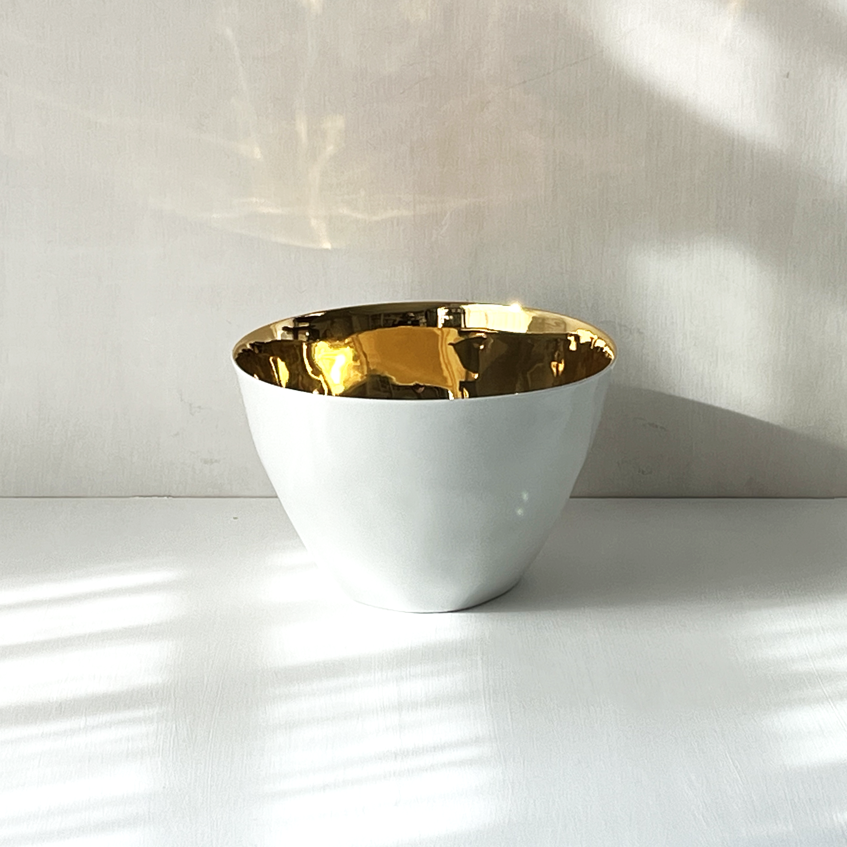 Deep Salad Bowl, Gold & Porcelain