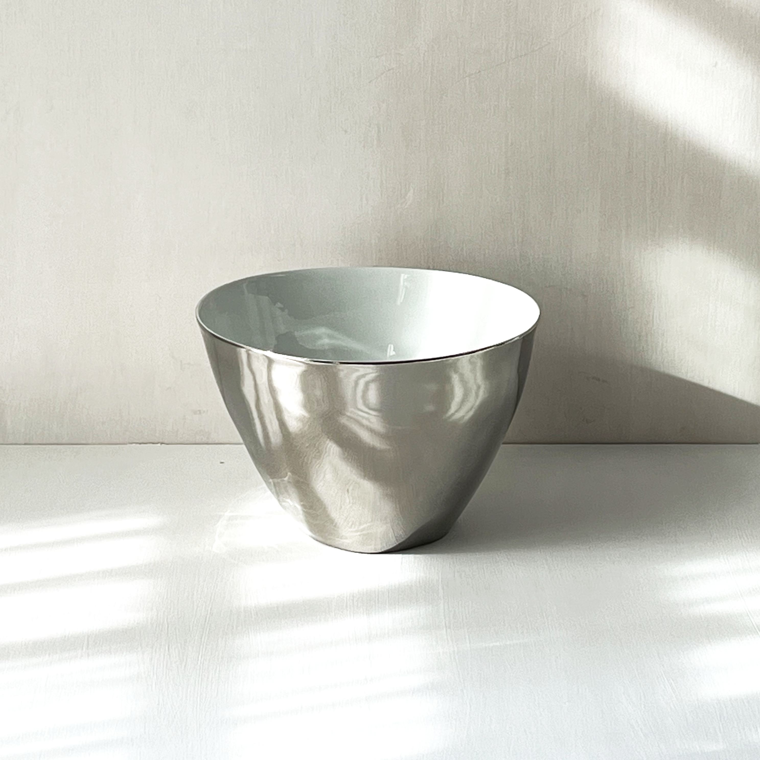 Deep Salad Bowl, Platinum & Porcelain