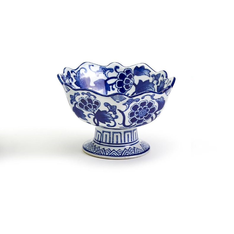 Hand Painted Porcelain Footed Bowl