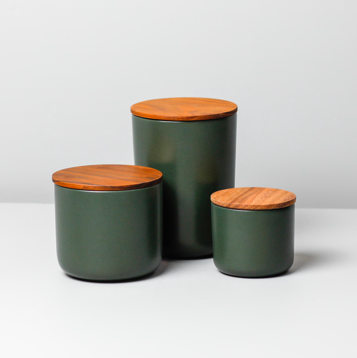 Stoneware Canister, Forest Green