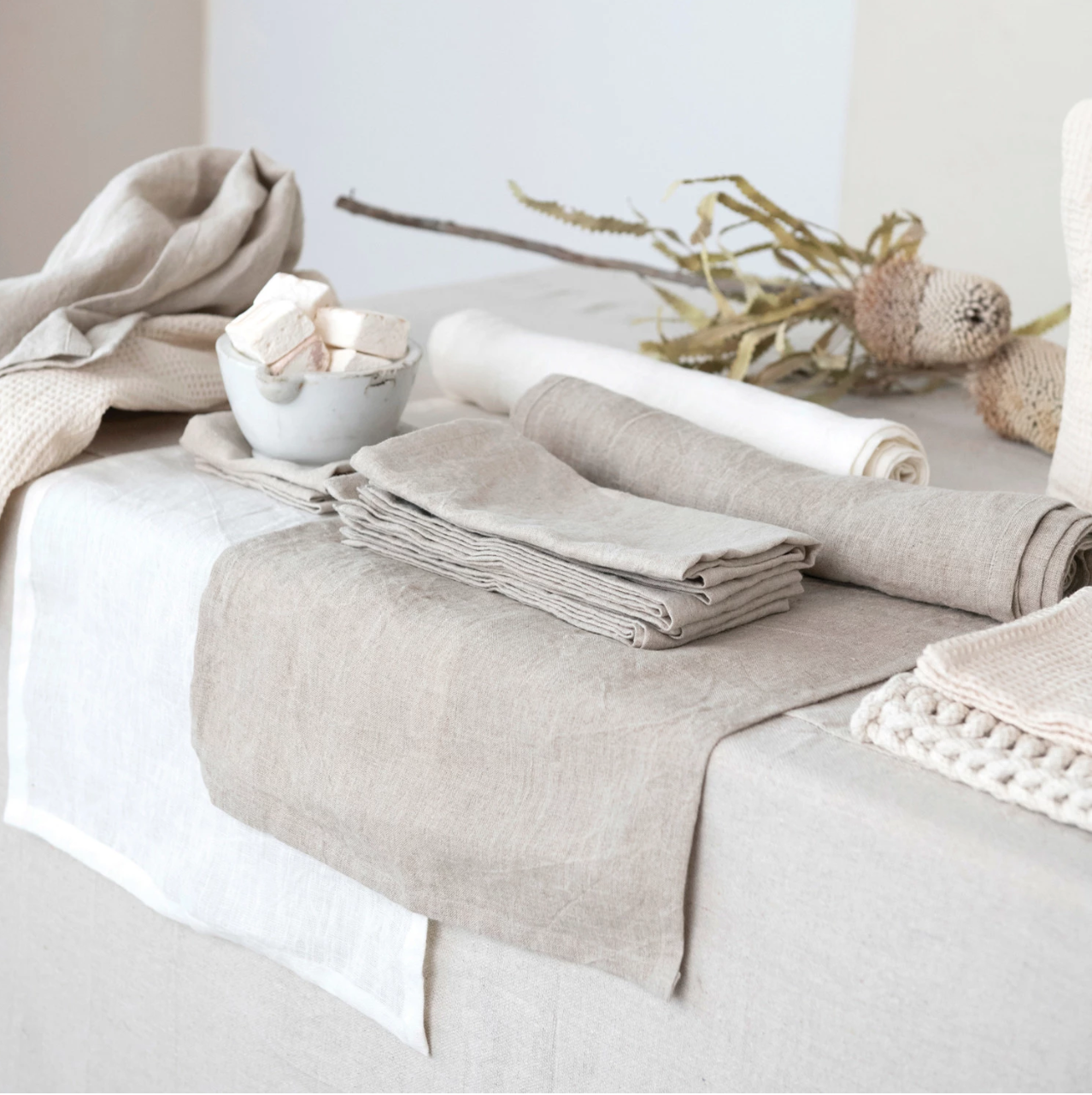 Stonewashed Linen Table Runner