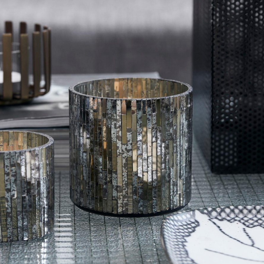 Silver Mosaic Tealight Holder