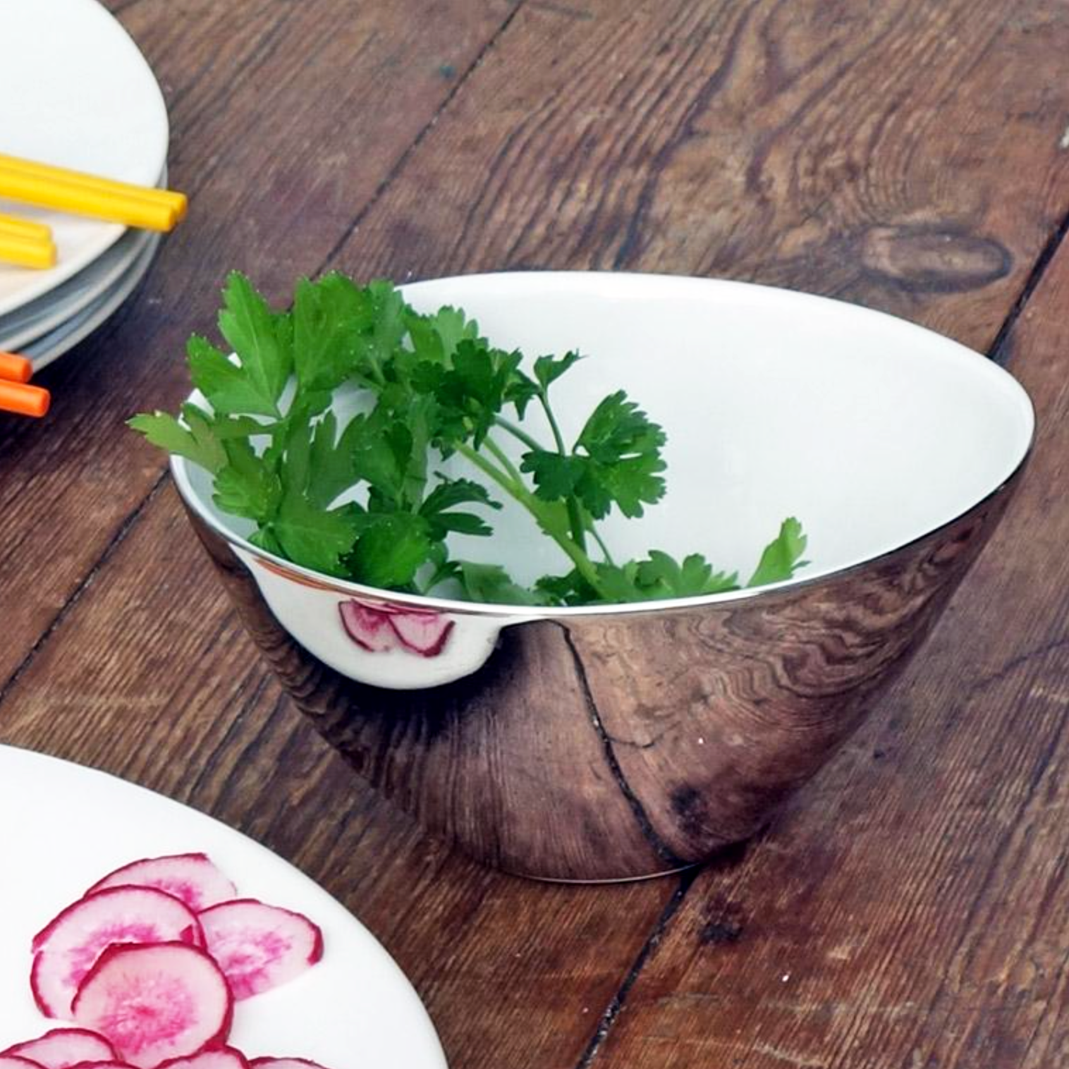 Small Bowl, Platinum & Porcelain