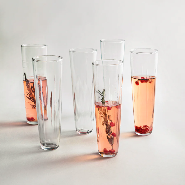 Hand-Etched Champagne Flutes, Set of 6