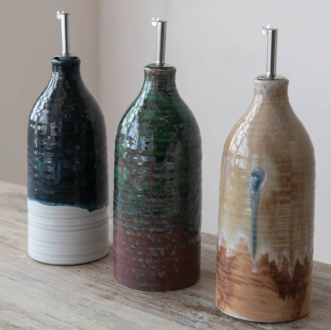Stoneware Oil Cruets
