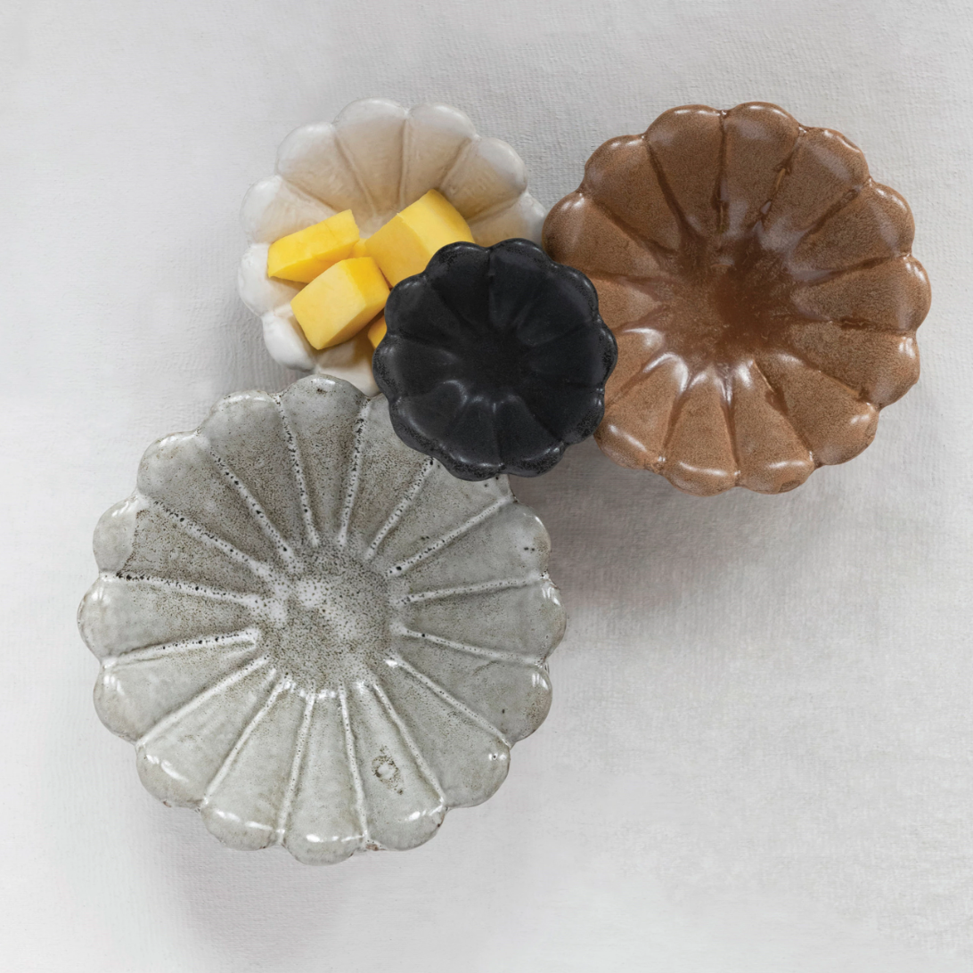 Stoneware Flower Nesting Bowls, Set of 4