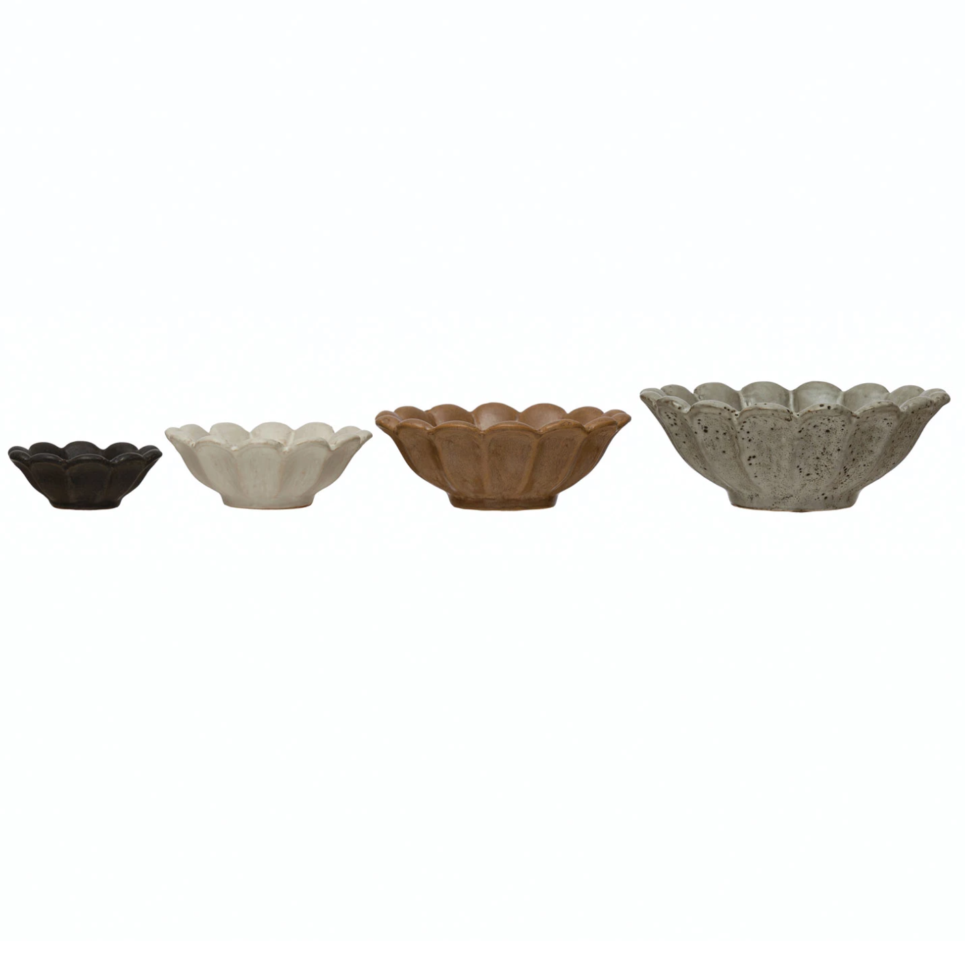 Stoneware Flower Nesting Bowls, Set of 4