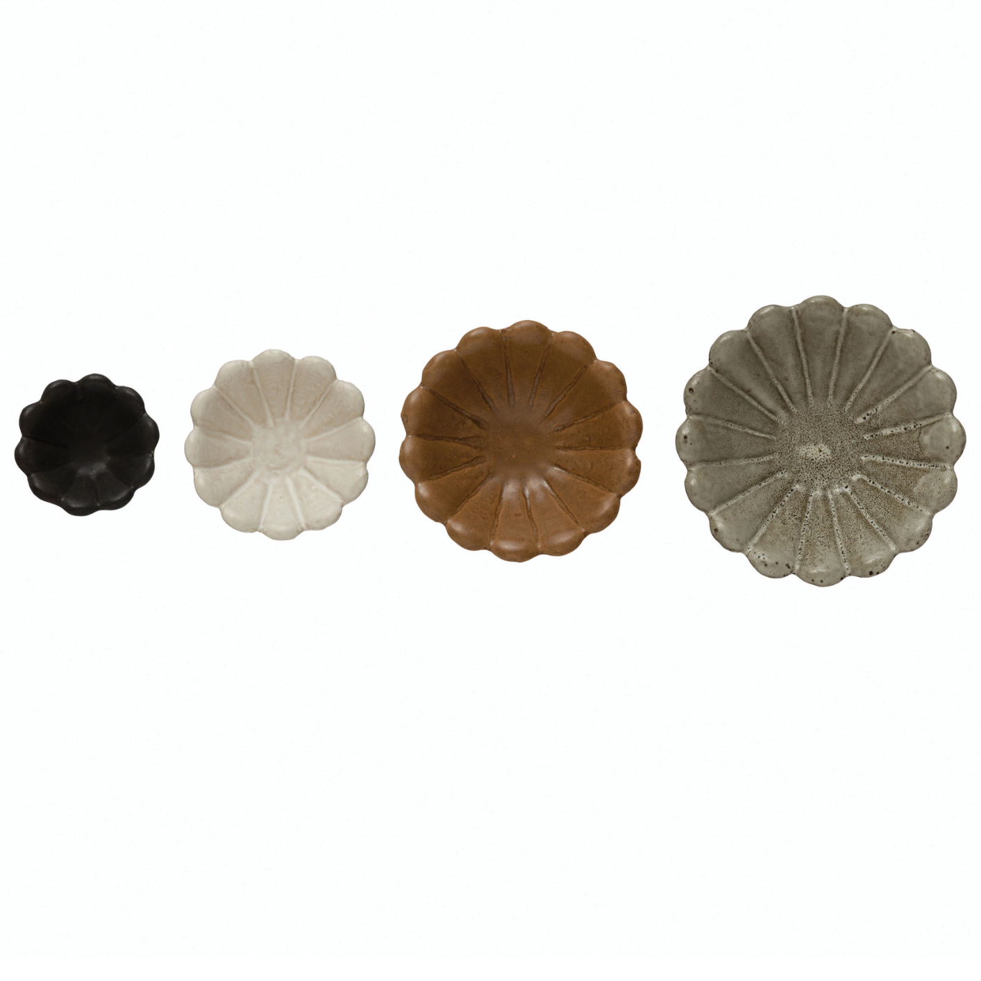 Stoneware Flower Nesting Bowls, Set of 4