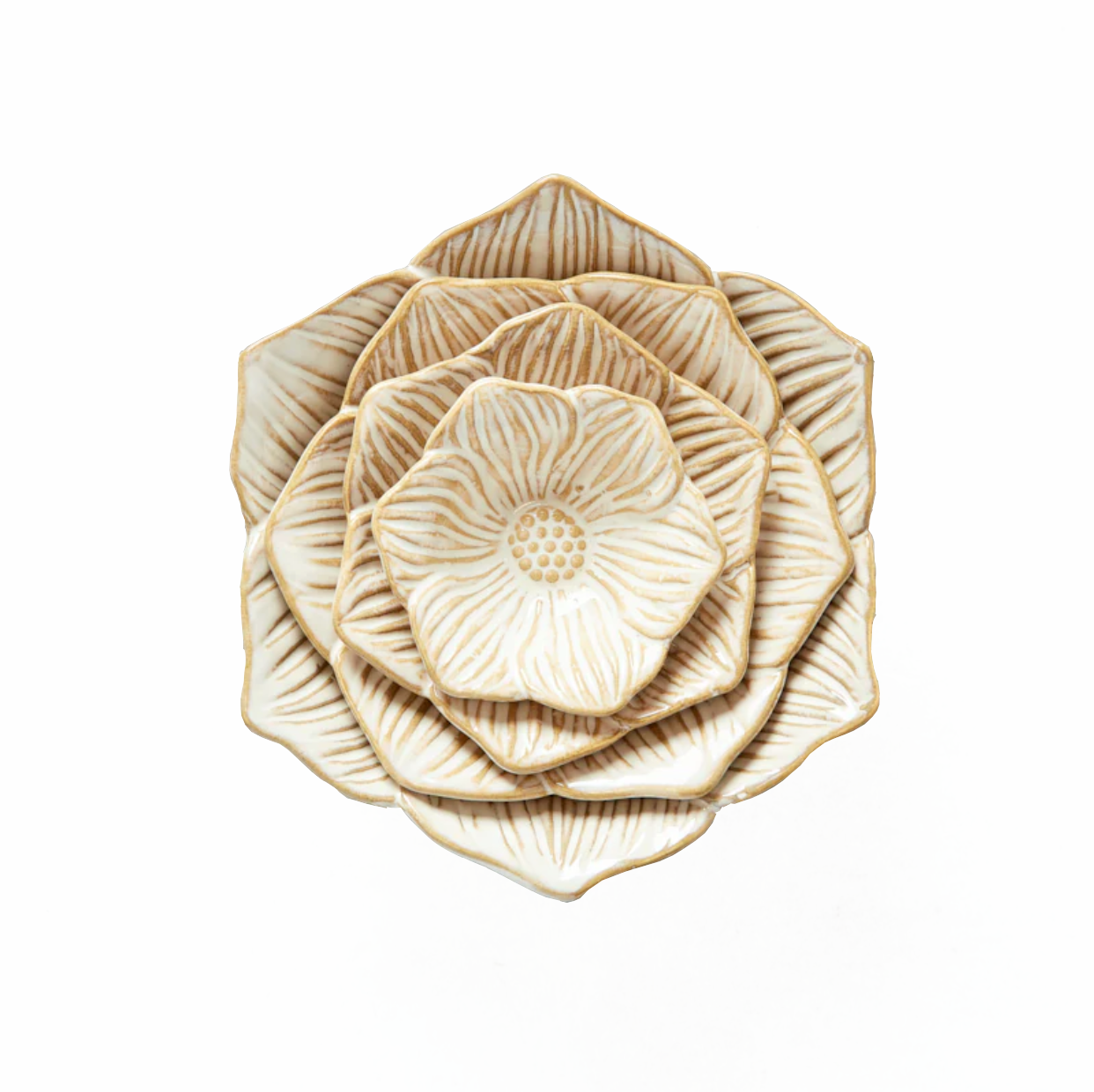 Stoneware Flower Nesting Bowls, Set of 4