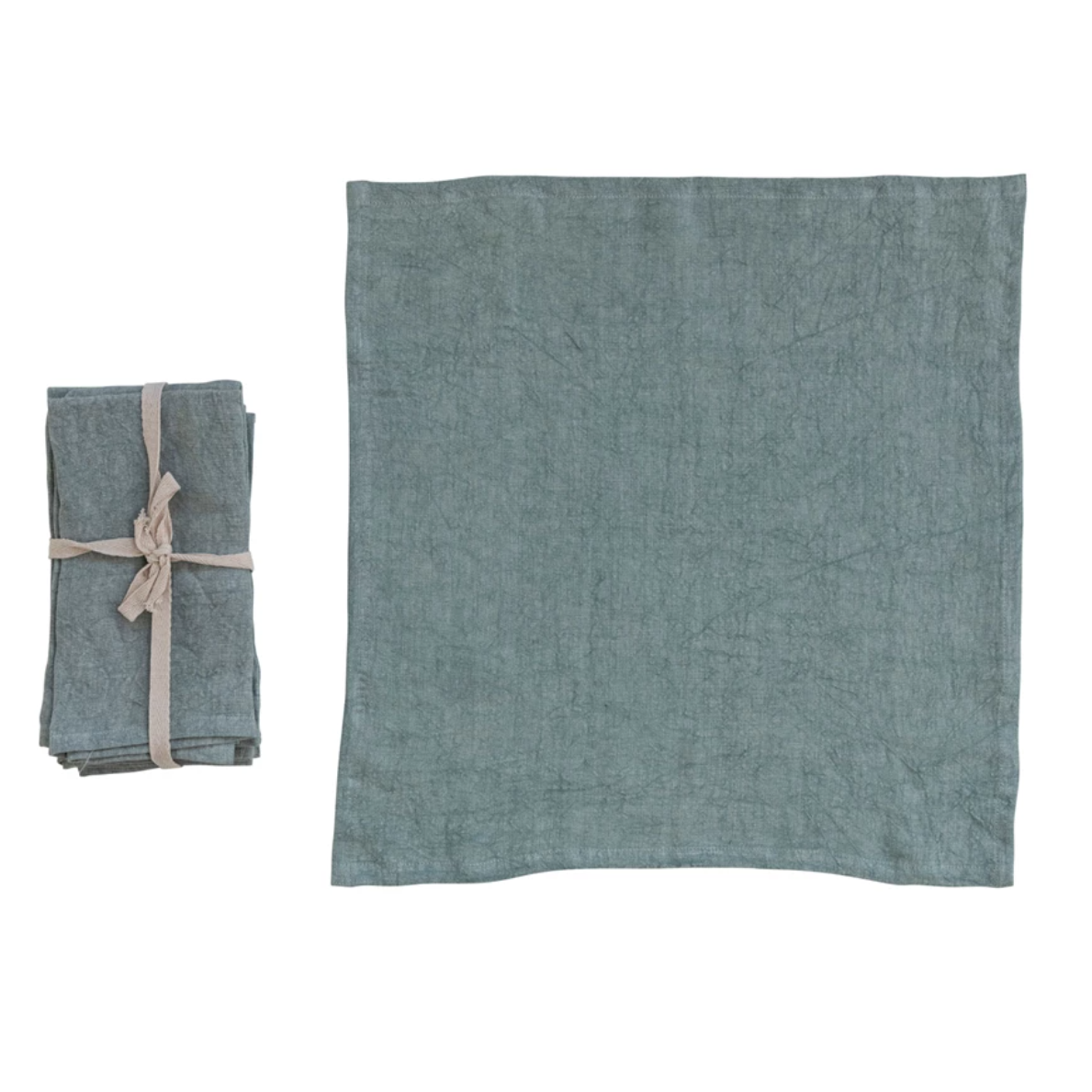 Mint Stonewash Linen Napkins, Set of 4