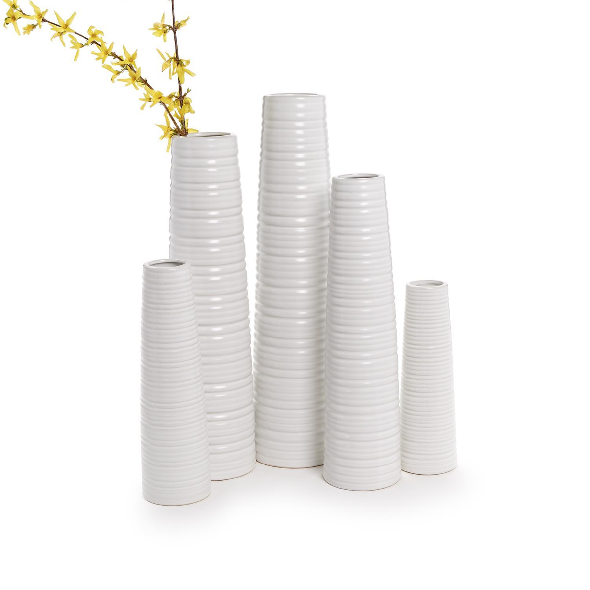 Handmade Tall Ribbed Vases