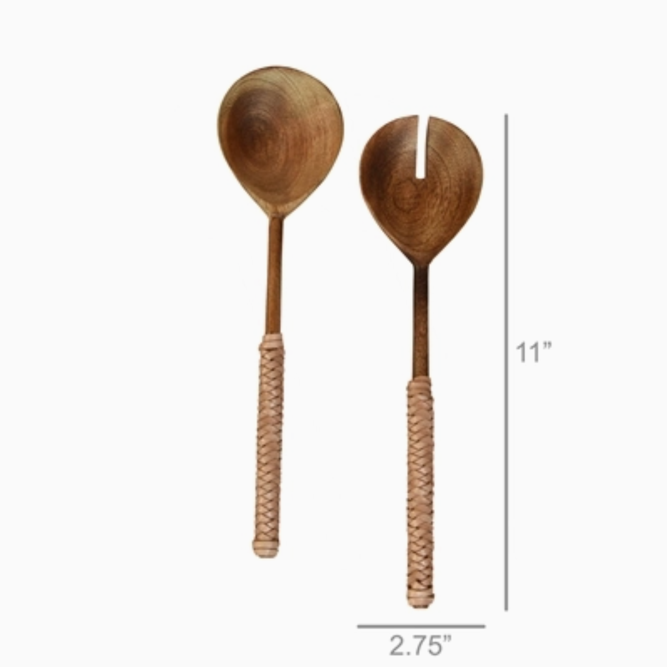 Teak Servers with Natural Leather