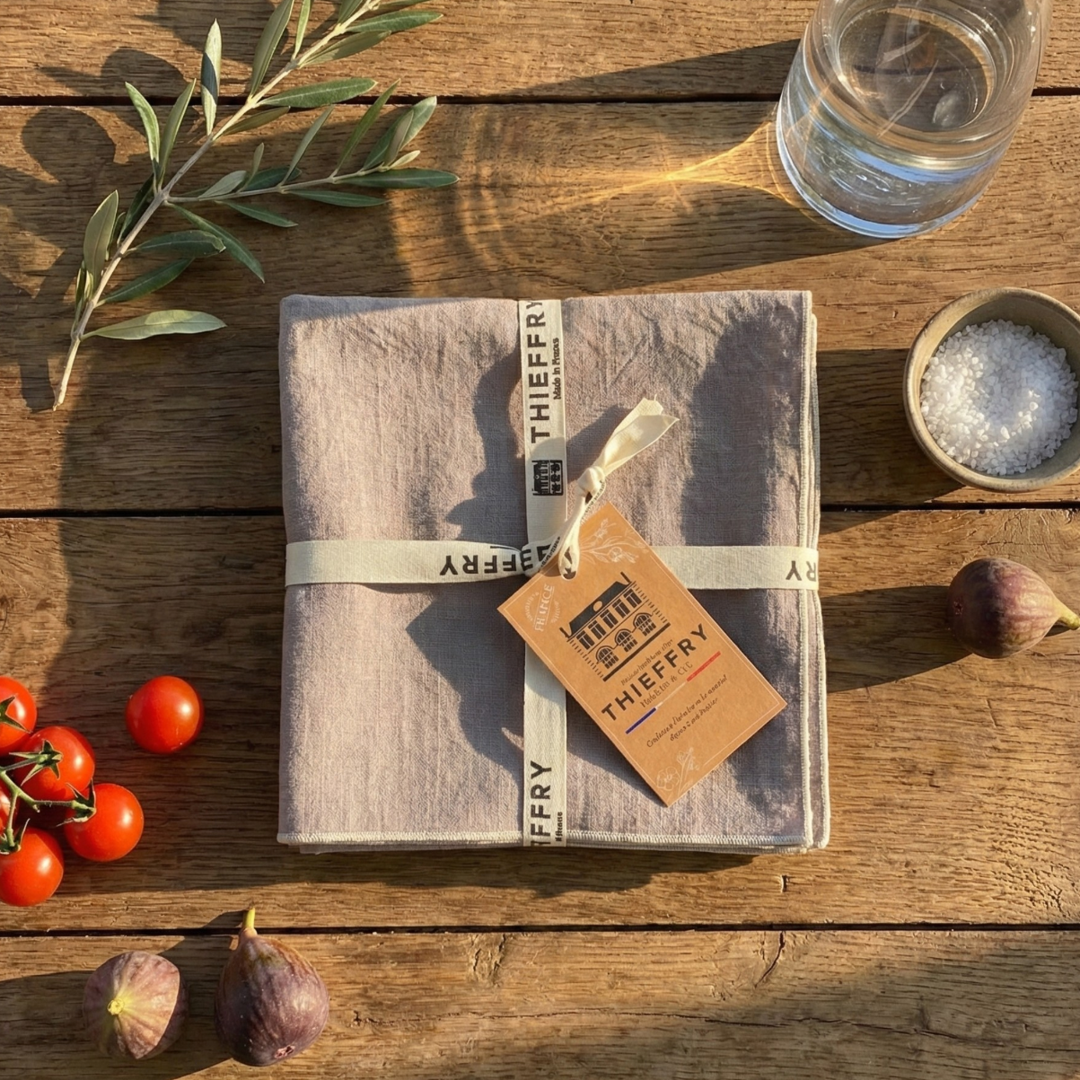 Thieffry Contrast Trim Linen Napkin, Bisque