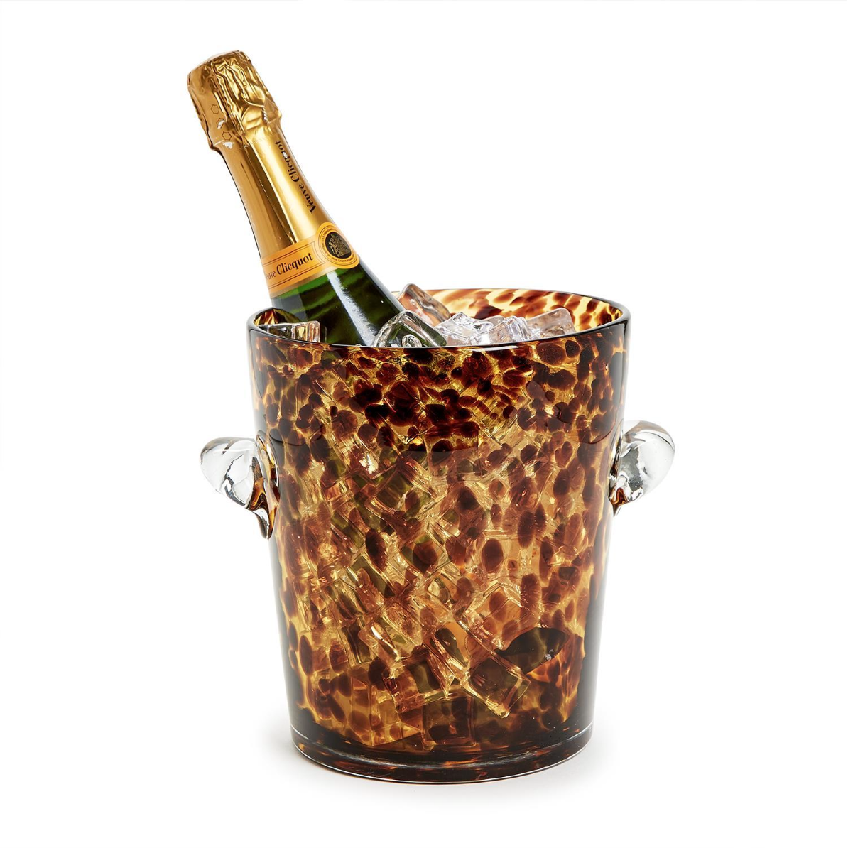 Tortoise Print Glass Ice Bucket