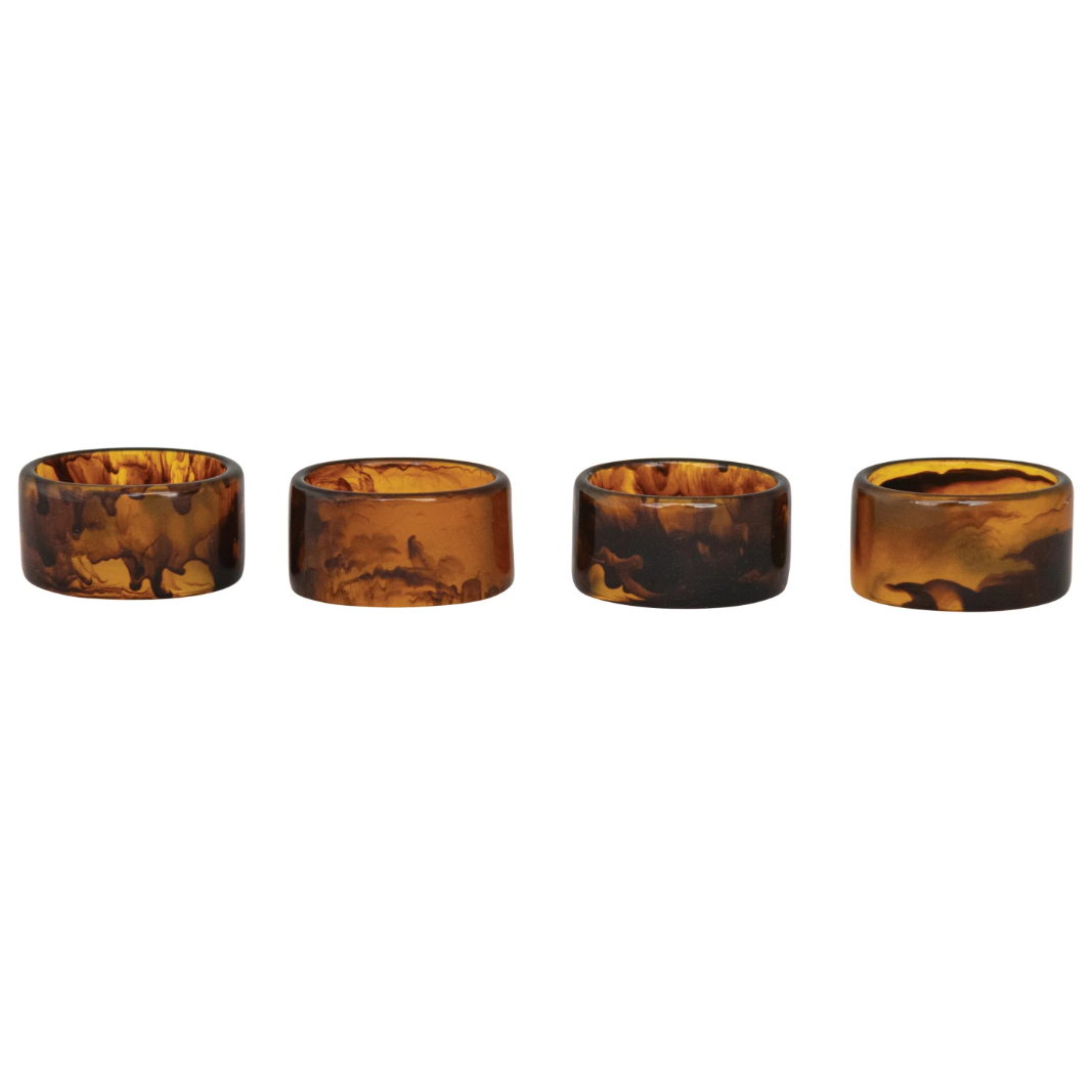 Tortoise Shell Napkin Rings, Set of 4