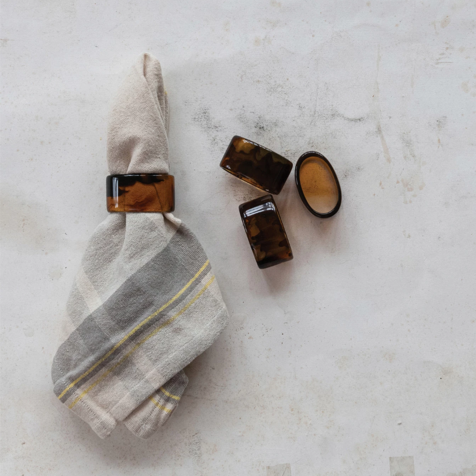 Tortoise Shell Napkin Rings, Set of 4